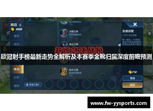 欧冠射手榜最新走势全解析及本赛季金靴归属深度前瞻预测